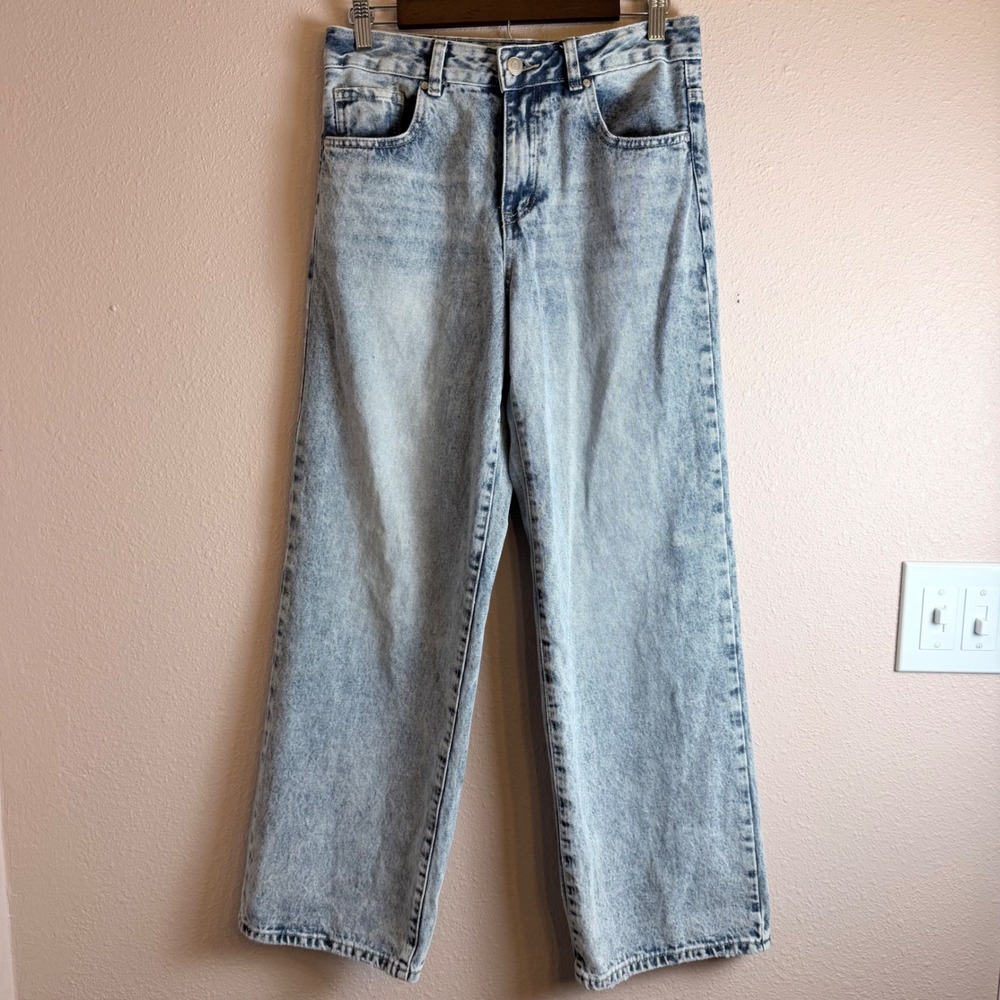 Rise Supply Co 90s Baggy Y2K Acid Wash Wide Leg High Rise Jeans Sz 7 NB8125-MAB